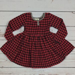 Miki Miette Buffalo Plaid Red and Black Kids Dress 3T